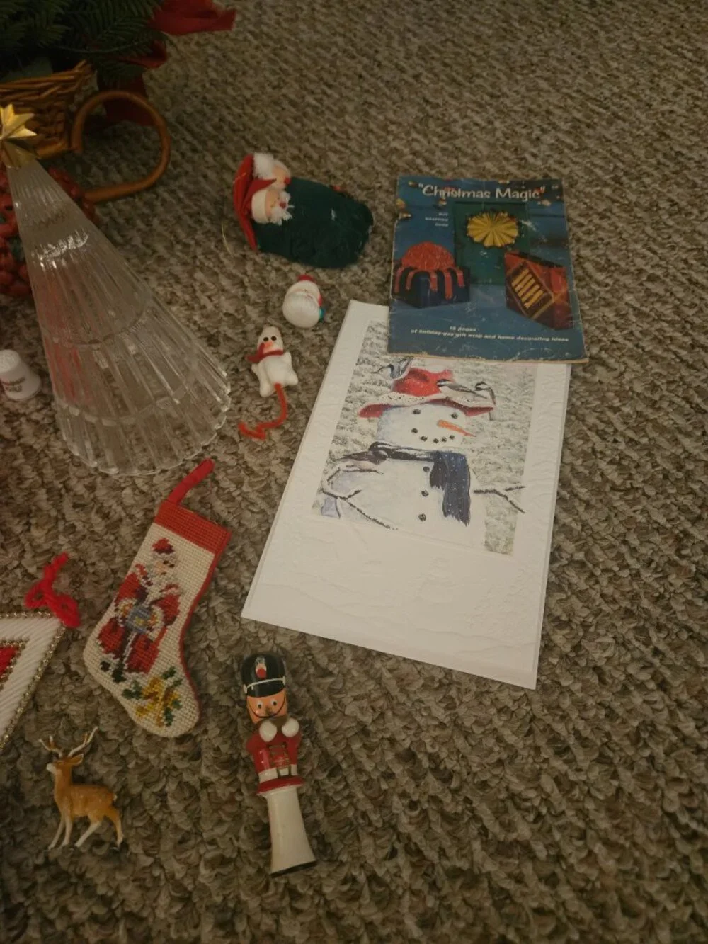 Vintage Christmas Decor Lot Ornaments Tree Topper Etc